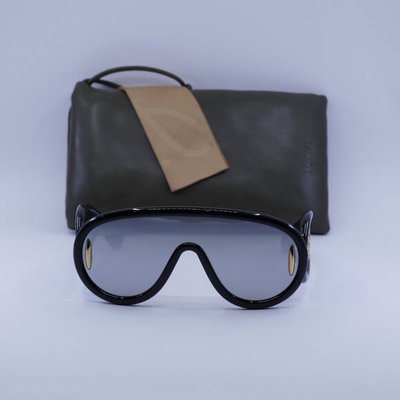 Loewe LW40108I 01C Sunglasses Black/Silver Shield Frame, Grey Lenses - Picture 11 of 11